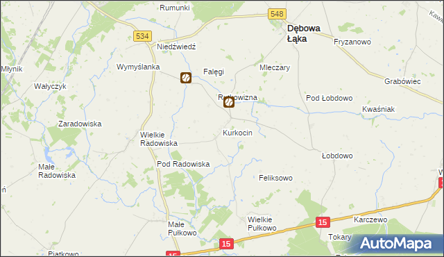 mapa Kurkocin, Kurkocin na mapie Targeo