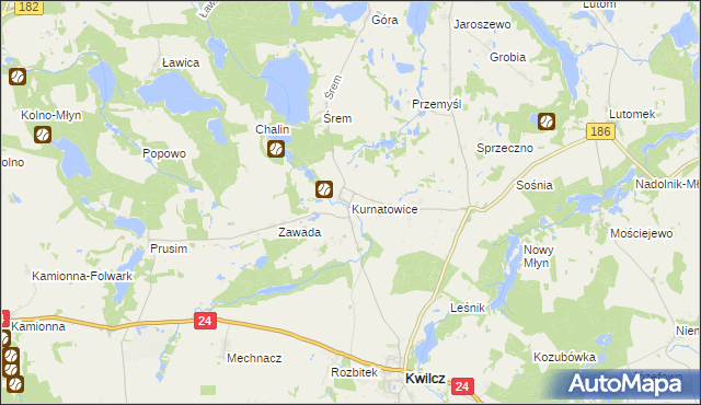 mapa Kurnatowice, Kurnatowice na mapie Targeo
