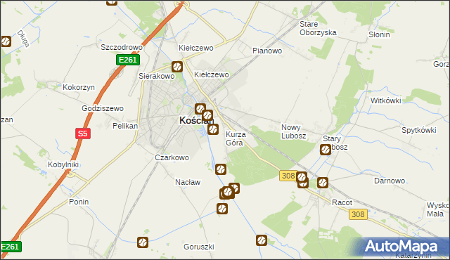 mapa Kurza Góra, Kurza Góra na mapie Targeo