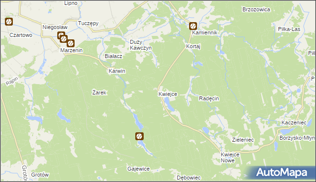 mapa Kwiejce, Kwiejce na mapie Targeo