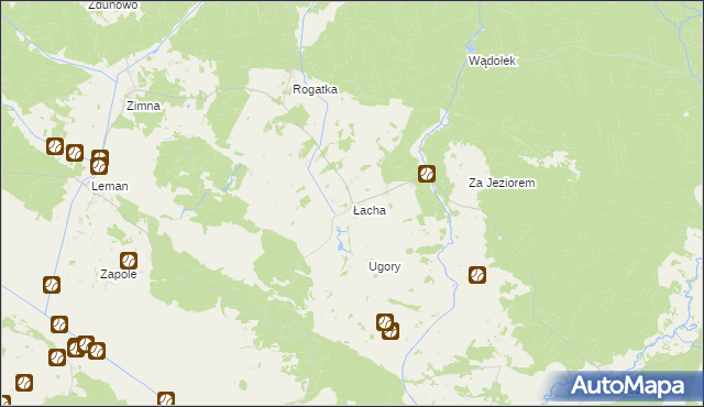 mapa Łacha gmina Turośl, Łacha gmina Turośl na mapie Targeo