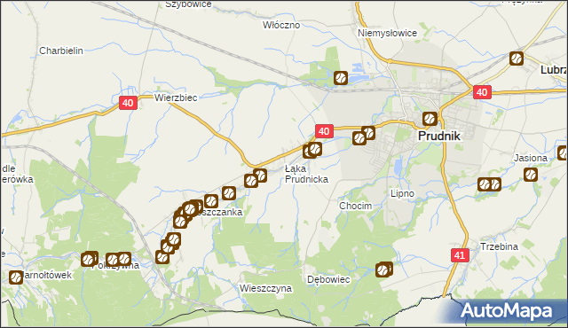 mapa Łąka Prudnicka, Łąka Prudnicka na mapie Targeo