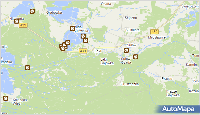 mapa Łąki Gajówka, Łąki Gajówka na mapie Targeo