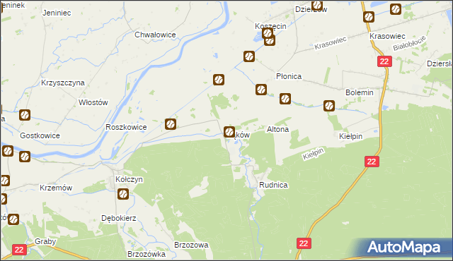 mapa Łąków, Łąków na mapie Targeo