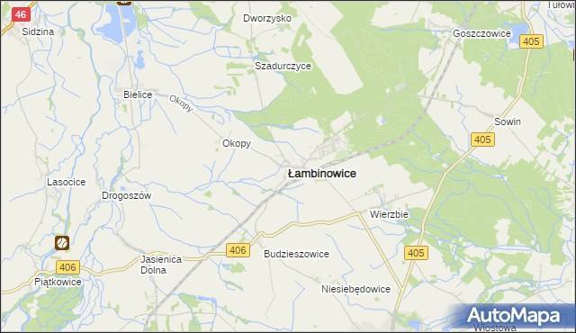 mapa Łambinowice, Łambinowice na mapie Targeo