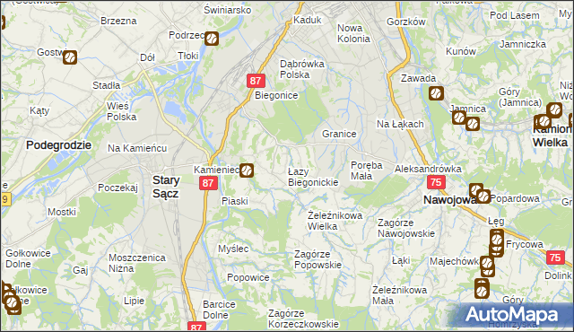 mapa Łazy Biegonickie, Łazy Biegonickie na mapie Targeo