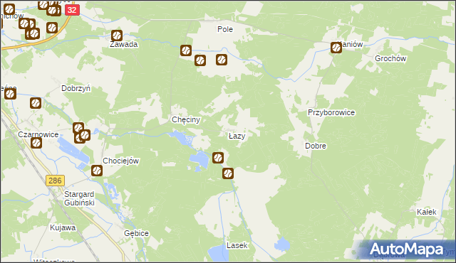 mapa Łazy gmina Gubin, Łazy gmina Gubin na mapie Targeo