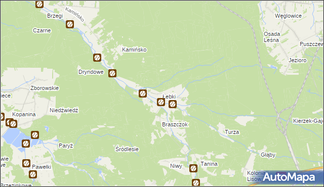 mapa Łebki gmina Herby, Łebki gmina Herby na mapie Targeo