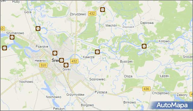 mapa Łęg gmina Śrem, Łęg gmina Śrem na mapie Targeo