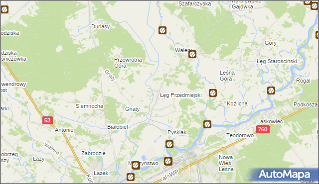 mapa Łęg Przedmiejski, Łęg Przedmiejski na mapie Targeo