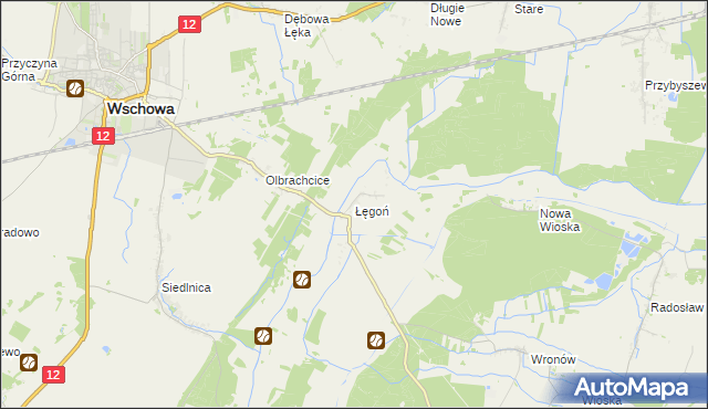 mapa Łęgoń, Łęgoń na mapie Targeo