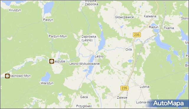 mapa Leśno gmina Brusy, Leśno gmina Brusy na mapie Targeo