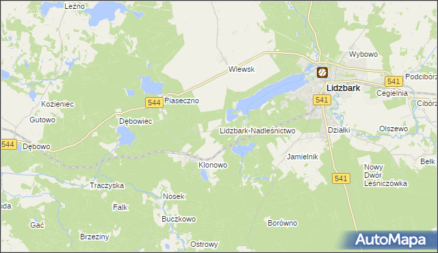 mapa Lidzbark-Nadleśnictwo, Lidzbark-Nadleśnictwo na mapie Targeo