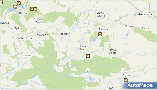 mapa Ligota Mała gmina Oleśnica, Ligota Mała gmina Oleśnica na mapie Targeo