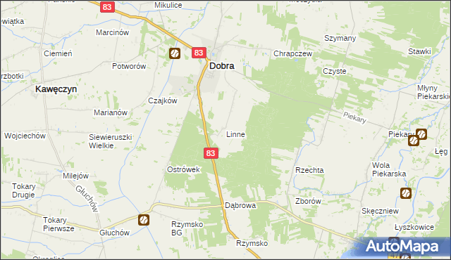 mapa Linne gmina Dobra, Linne gmina Dobra na mapie Targeo