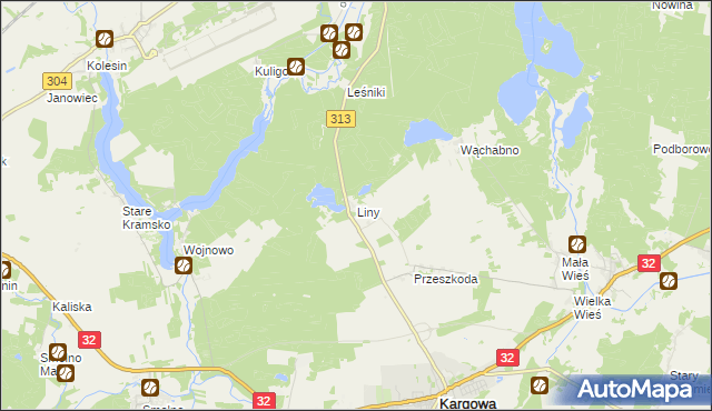 mapa Liny, Liny na mapie Targeo
