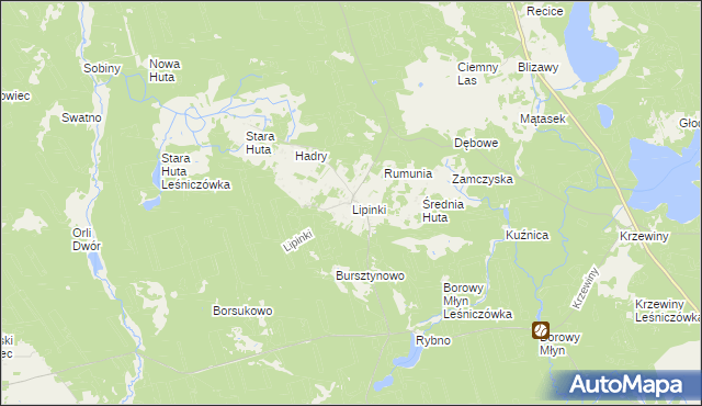 mapa Lipinki gmina Warlubie, Lipinki gmina Warlubie na mapie Targeo