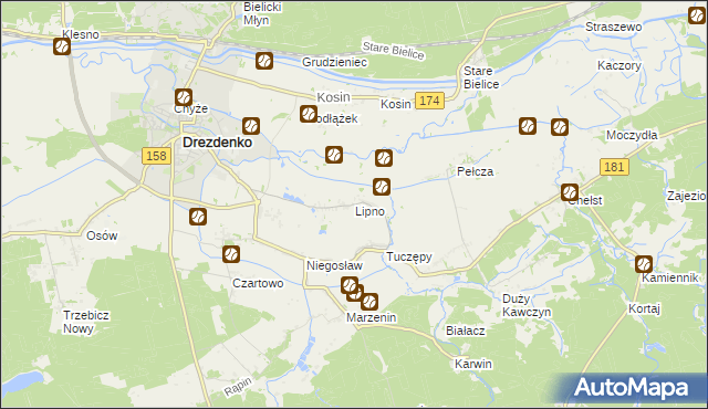 mapa Lipno gmina Drezdenko, Lipno gmina Drezdenko na mapie Targeo