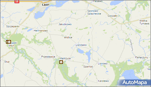 mapa Lisnówko, Lisnówko na mapie Targeo