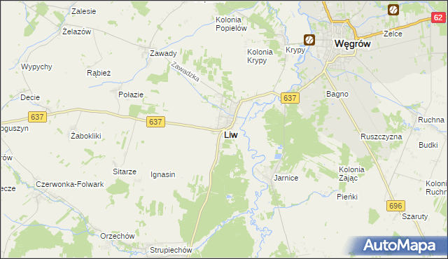 mapa Liw, Liw na mapie Targeo