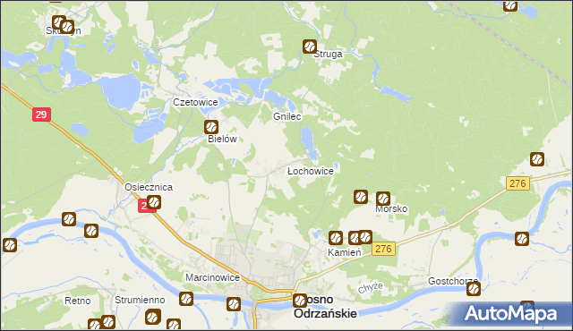 mapa Łochowice gmina Krosno Odrzańskie, Łochowice gmina Krosno Odrzańskie na mapie Targeo