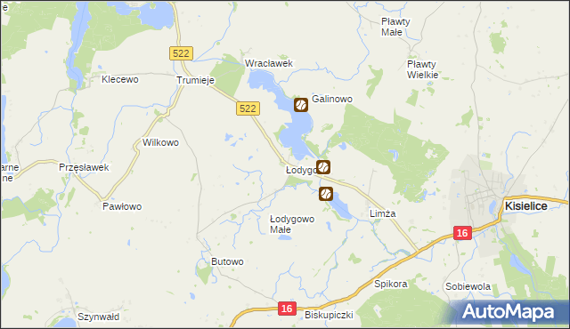 mapa Łodygowo gmina Kisielice, Łodygowo gmina Kisielice na mapie Targeo