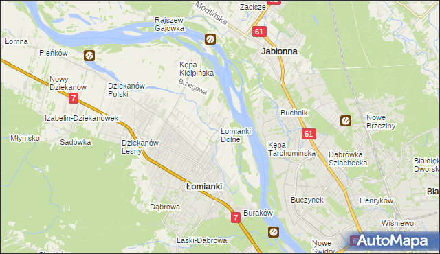 mapa Łomianki Dolne, Łomianki Dolne na mapie Targeo