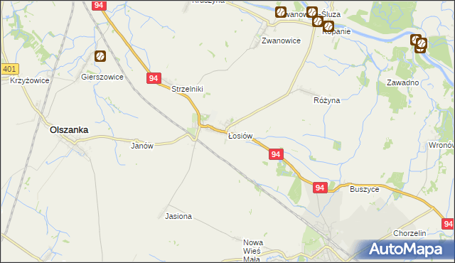 mapa Łosiów, Łosiów na mapie Targeo