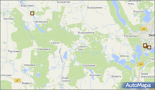 mapa Łoskoń Stary, Łoskoń Stary na mapie Targeo