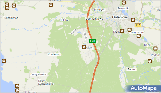 mapa Łozienica, Łozienica na mapie Targeo