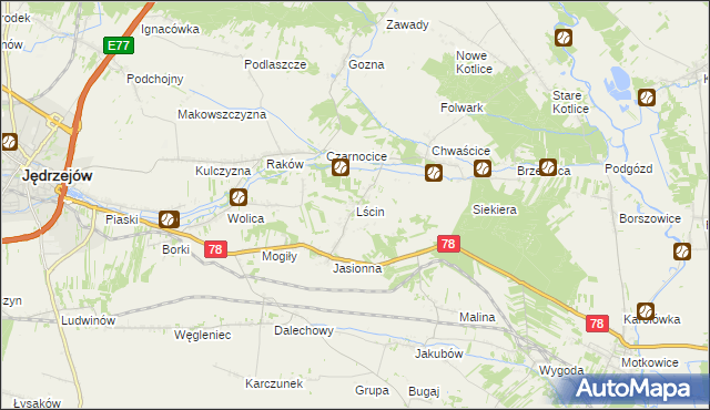 mapa Lścin, Lścin na mapie Targeo