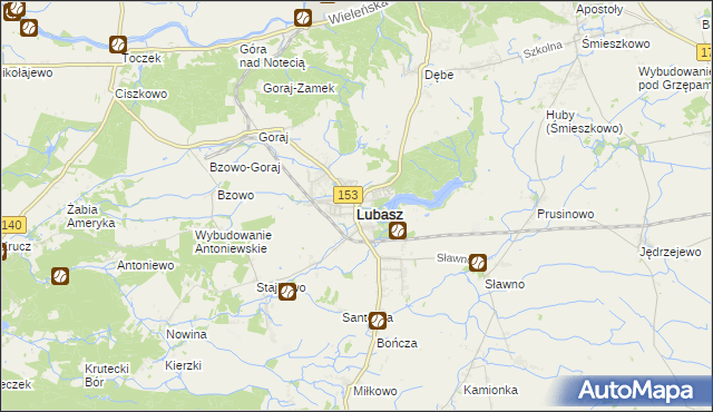 mapa Lubasz powiat czarnkowsko-trzcianecki, Lubasz powiat czarnkowsko-trzcianecki na mapie Targeo