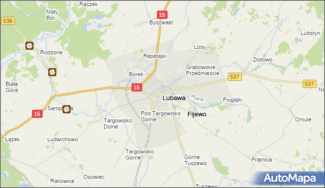 mapa Lubawa, Lubawa na mapie Targeo