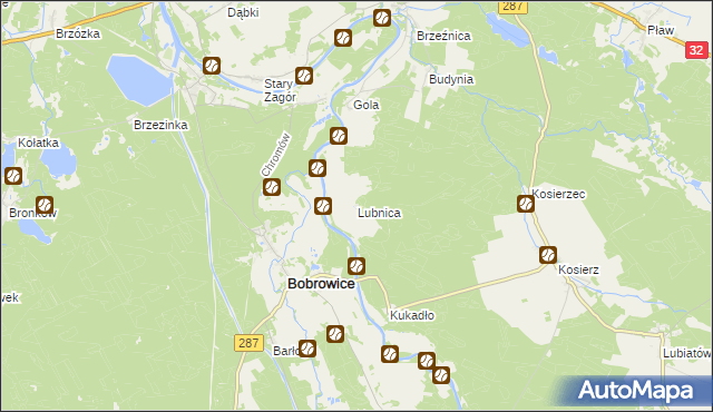 mapa Lubnica gmina Bobrowice, Lubnica gmina Bobrowice na mapie Targeo