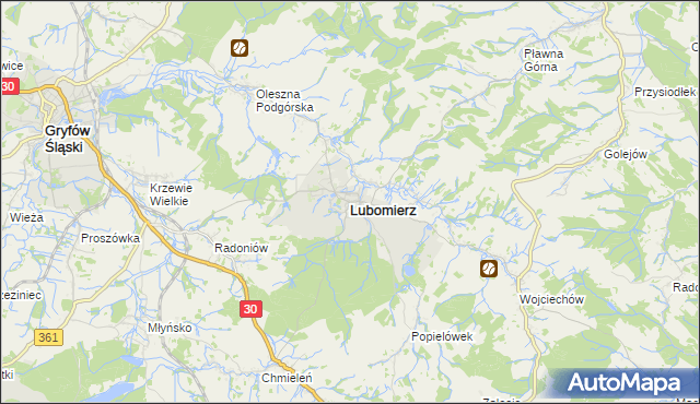 mapa Lubomierz powiat lwówecki, Lubomierz powiat lwówecki na mapie Targeo