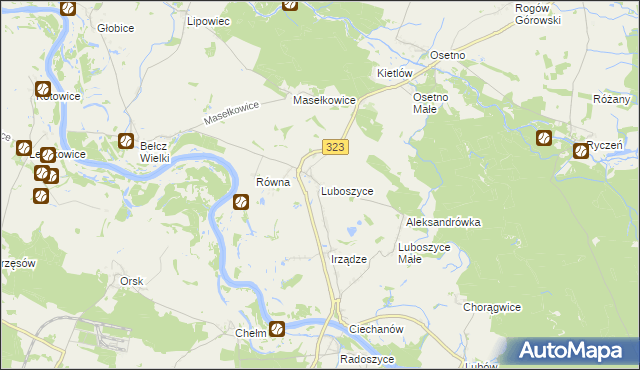 mapa Luboszyce gmina Jemielno, Luboszyce gmina Jemielno na mapie Targeo