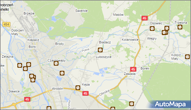 mapa Luboszyce gmina Łubniany, Luboszyce gmina Łubniany na mapie Targeo