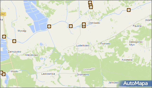 mapa Ludwikowo gmina Kcynia, Ludwikowo gmina Kcynia na mapie Targeo