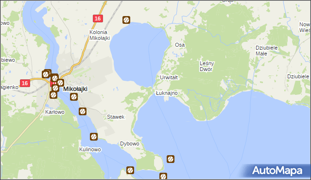 mapa Łuknajno, Łuknajno na mapie Targeo