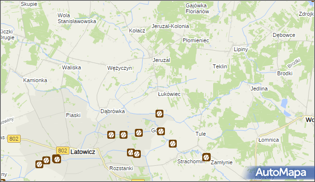 mapa Łukówiec gmina Mrozy, Łukówiec gmina Mrozy na mapie Targeo