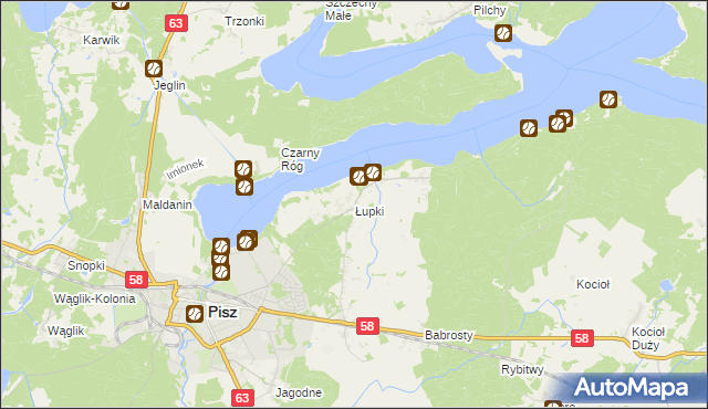 mapa Łupki gmina Pisz, Łupki gmina Pisz na mapie Targeo