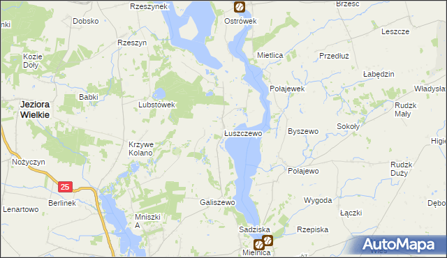 mapa Łuszczewo gmina Skulsk, Łuszczewo gmina Skulsk na mapie Targeo