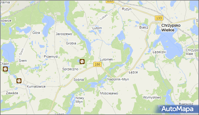 mapa Lutomek, Lutomek na mapie Targeo
