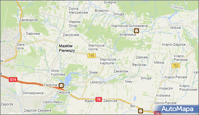 mapa Mąchocice Kapitulne, Mąchocice Kapitulne na mapie Targeo