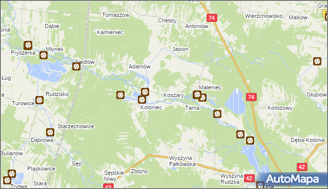mapa Machory, Machory na mapie Targeo