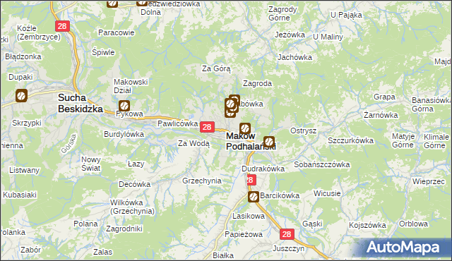 mapa Maków Podhalański, Maków Podhalański na mapie Targeo