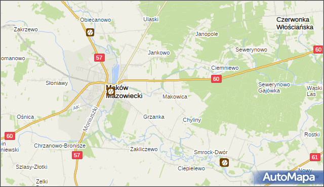 mapa Makowica gmina Szelków, Makowica gmina Szelków na mapie Targeo