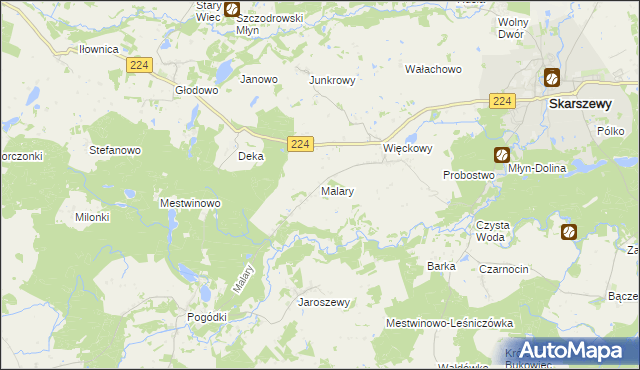 mapa Malary, Malary na mapie Targeo