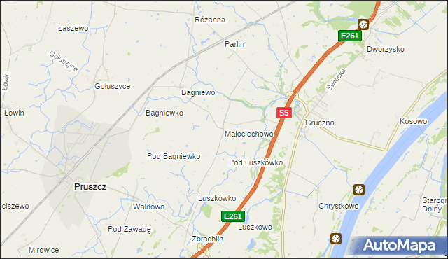 mapa Małociechowo, Małociechowo na mapie Targeo