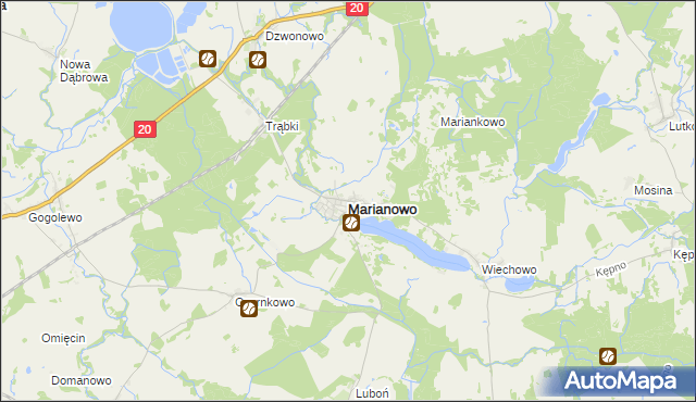 mapa Marianowo powiat stargardzki, Marianowo powiat stargardzki na mapie Targeo